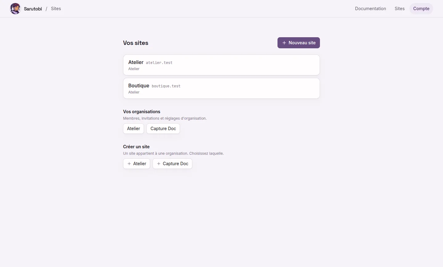 Liste des sites accessibles, avec leur domaine et leur trafic récent.